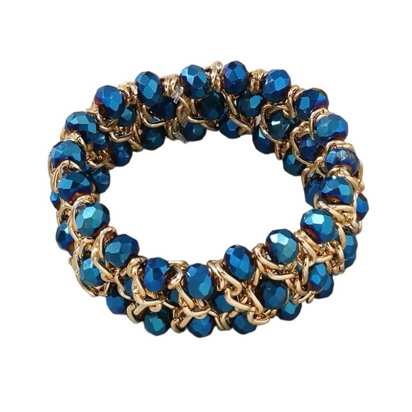 Jewelry - Iridescent Blue Beaded Three Layer Bracelet